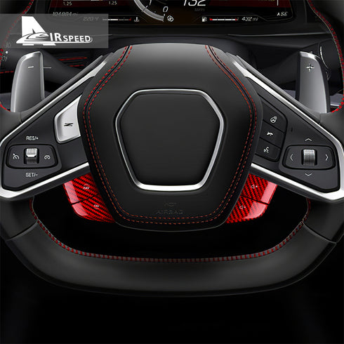 Dry Carbon Fiber Steering Wheel Button Trim Kit For Corvette C8 2020-2022