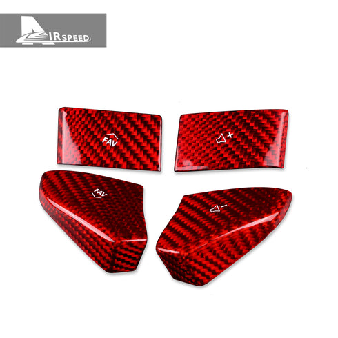 Dry Carbon Fiber Steering Wheel Button Trim Kit For Corvette C8 2020-2022