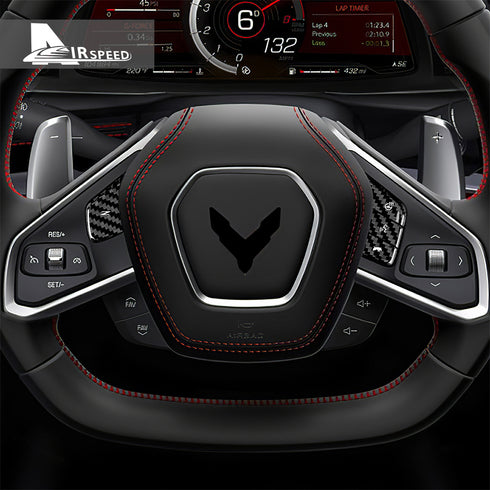 Carbon Fiber Steering Wheel Trim Kit For Corvette C8 2020-2023