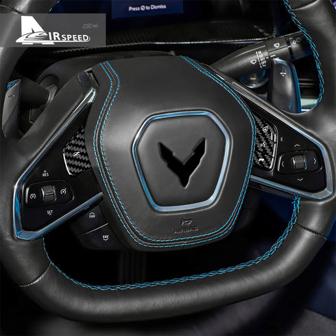 Carbon Fiber Steering Wheel Trim Kit For Corvette C8 2020-2023