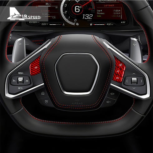 Carbon Fiber Steering Wheel Trim Kit For Corvette C8 2020-2023