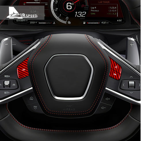 Dry Carbon Fiber Steering Wheel Button Trim Kit For Corvette C8 2020-2022