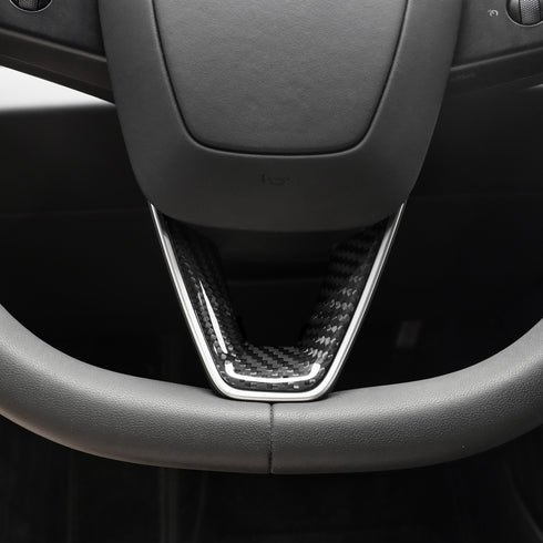 Carbon Fiber Steering Wheel Trim for Tesla 2024