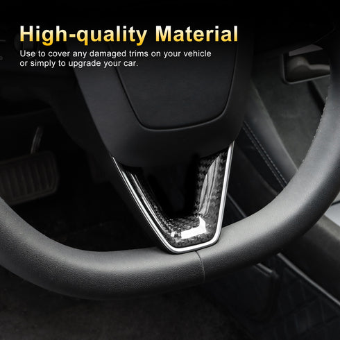 Carbon Fiber Steering Wheel Trim for Tesla 2024