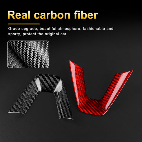 Carbon Fiber Steering Wheel Trim for Tesla 2024