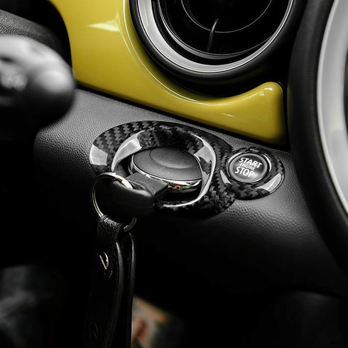 Carbon Fiber Key Start Frame Trim For MINI R55 R56 R57 R60