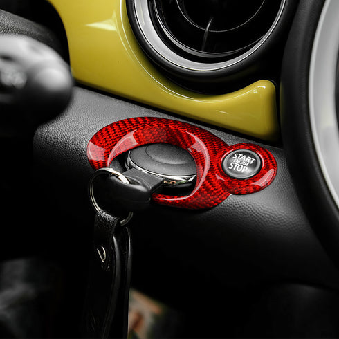 Carbon Fiber Key Start Frame Trim For MINI R55 R56 R57 R60