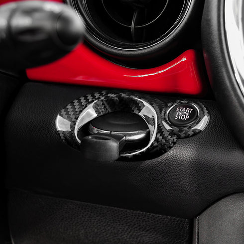 Carbon Fiber Key Start Frame Trim For MINI R55 R56 R57 R60