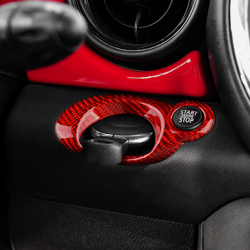 Carbon Fiber Key Start Frame Trim For MINI R55 R56 R57 R60
